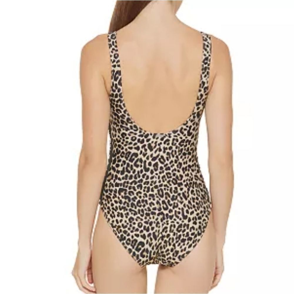 DKNY Women's Printed Leopard Scoop-Neck One-Piece Swimsuit Size 14 - Picture 7 of 16